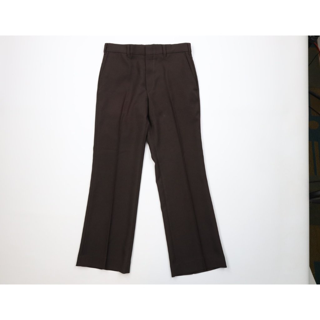 Vtg 70s Streetwear Mens 32x30 Faded Knit Flared Wide Leg Chino Pants Brown Usa